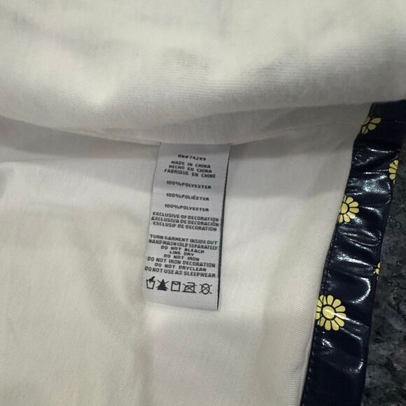 DKNY Toddler Girls 2T Navy Yellow Daisy Print Hooded Raincoat Jacket - Picture 7 of 12